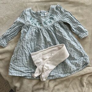 Carter's Blue and White Plaid Dress with Tights
